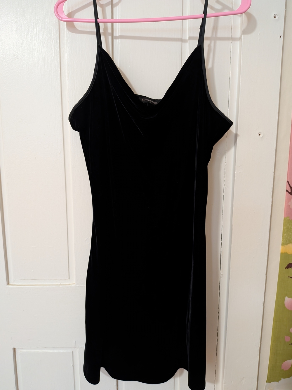 Banana Republic Factory Black Velvet Mini Cowl Neck Slip Dress